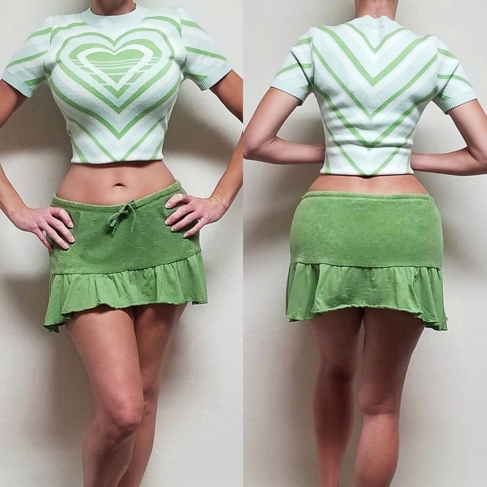 90s Vintage Maurices Bubblegum Pink Terrycloth Extra Low Rise Ultra Mini Skirt M - Picture 14 of 14